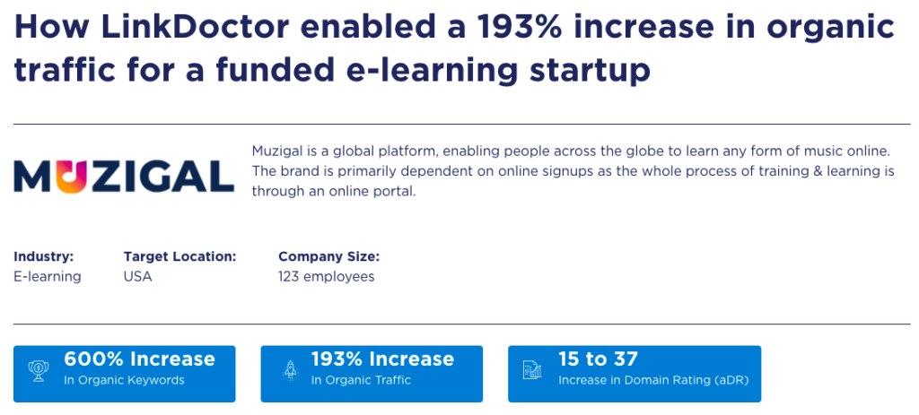 Top 10 Link-Building Case Studies 7 linkdoctor case study muzigal