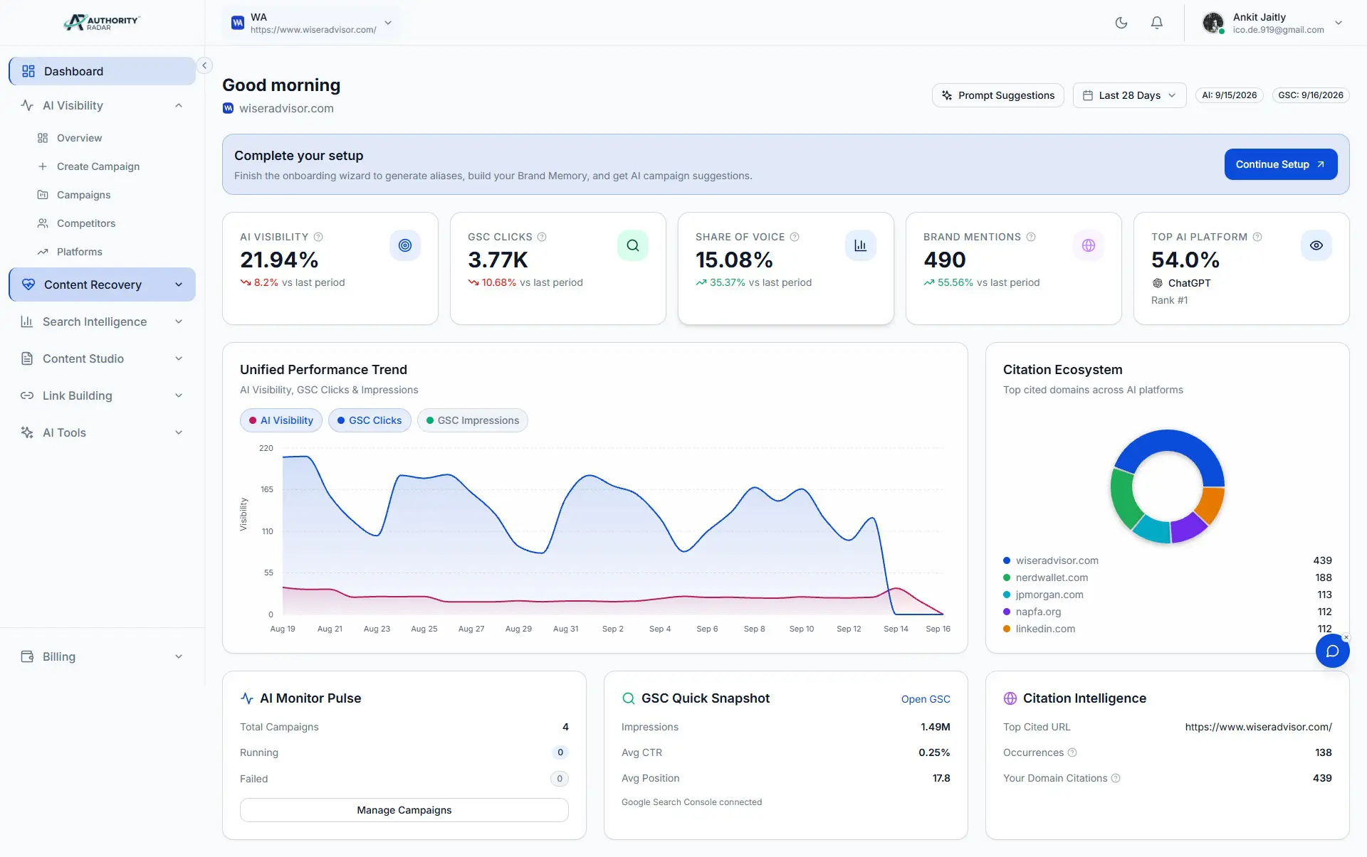 ar dashboard